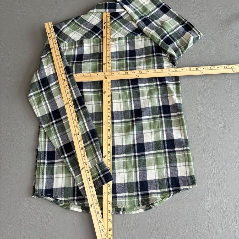 NWT RSQ Men's Plaid Flannel Shirt Green Black Cream Tartan Button Down Small - Picture 4 of 16